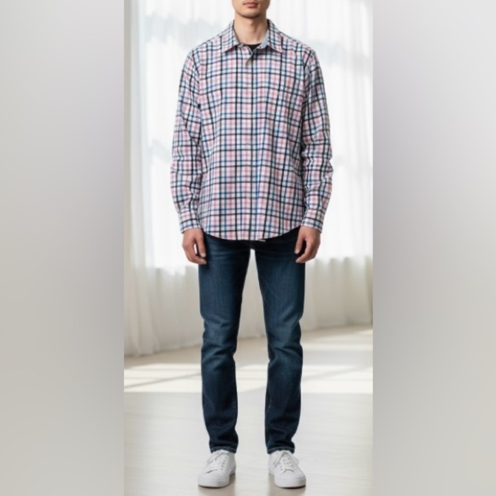 Chaps Men’s Multicolor Button- Down Plaid Shirt S… - image 1